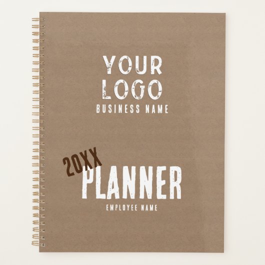 Custom rustieke charme kraft papier werknemer bedr planner (Voorkant)
