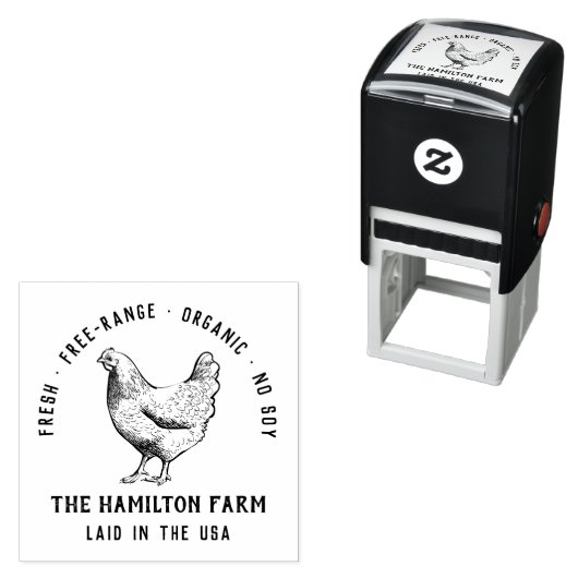 Custom rustieke familie Boerderij eierkarton Zelfinktende Stempel (In situ)