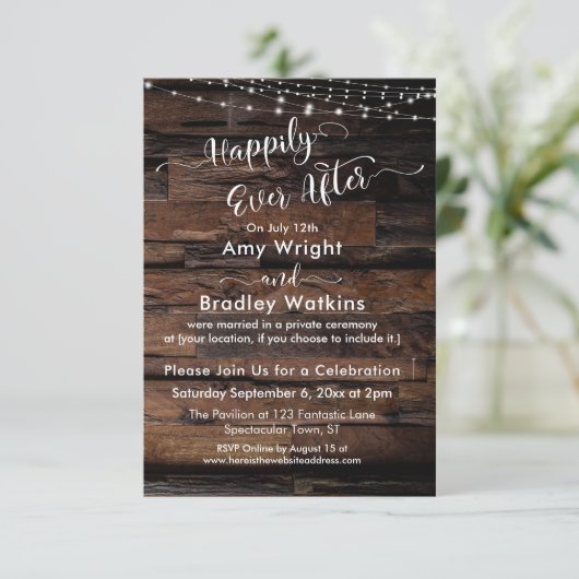 Custom - rustieke houten lichten gelukkig ooit daa kaart (Staand voorkant)