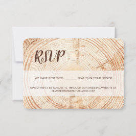 Custom Rustieke houtnerf script bruiloft RSVP Kaartje