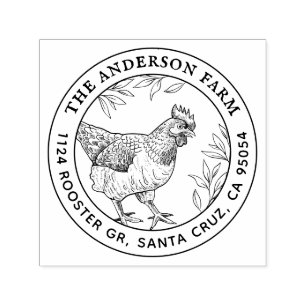 Custom rustieke kippenschets Boerderij adres Zelfinktende Stempel