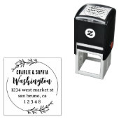 Custom rustieke krans getrouwd paar retour adres  zelfinktende stempel (In situ)