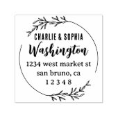 Custom rustieke krans getrouwd paar retour adres  zelfinktende stempel (Design)