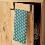 Custom rustieke witte polka stippen Blauwgroen bla Theedoek<br><div class="desc">Custom Elegant Classic Rustieke Polka Dots Sjabloon Schattigee Keuken & Eten / Tafel & Keukenlinnen / Blauwgroen Blauw Groen Keukenhanddoek.</div>