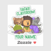 Custom Safari Classroom Cheetah Lion Elephant Sticker (Vel)