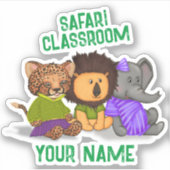 Custom Safari Classroom Cheetah Lion Elephant Sticker (Voorkant)