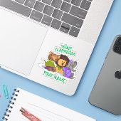 Custom Safari Classroom Cheetah Lion Elephant Sticker (Laptop met iPhone)