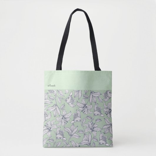 Custom Sage Floral Pattern  Tote Bag (Voorkant)