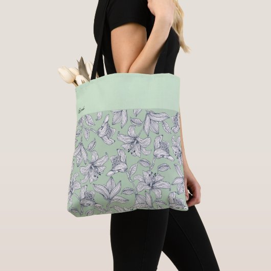 Custom Sage Floral Pattern  Tote Bag (Dichtbij)