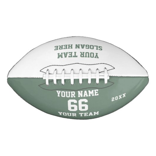 Custom sage Football with Name, Number, Team (Voorkant)