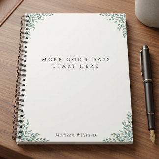 Custom Sage Green Botanical Self Care Quote Trendy Notitieboek