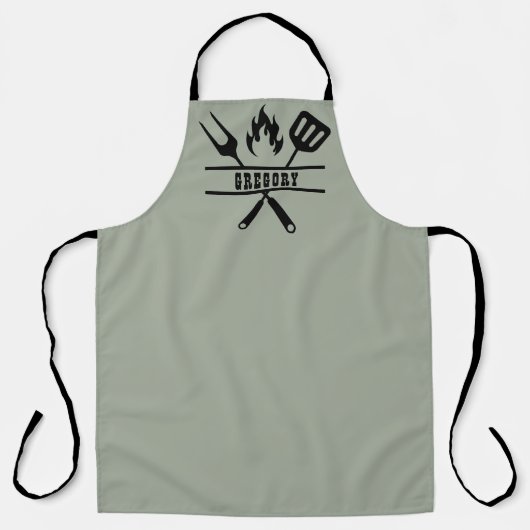 Custom Sage Green Grilling Apron Schort (Voorkant)