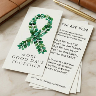Custom Sage Green Mental Health Ribbon Grounding Reclamekaart