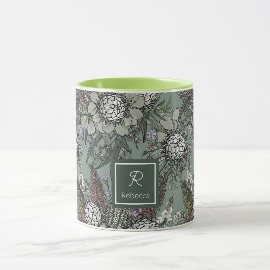 Custom Sage Wild Struik Flower Bouquet Mok (Midden)