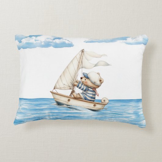 Custom Sailor Teddy Bear Accent Kussen (Achterkant)