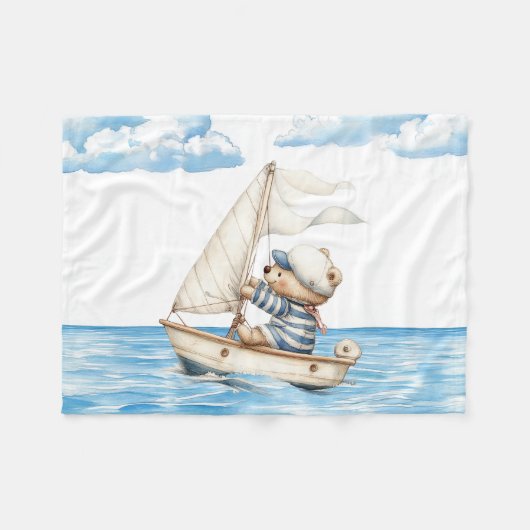 Custom Sailor Teddy Bear Fleece Deken (Voorkant (Horizontaal))