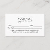 Custom Salon Appointment Card Template Contactkaartje (Achterkant)