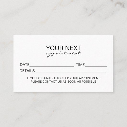 Custom Salon Appointment Card Template Contactkaartje (Achterkant)
