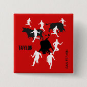 Custom, San Fermin Pamplona, bull run / encierro, Vierkante Button 5,1 Cm (Voorkant)