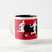 Custom, San Fermin Pamplona, encierro/bull run, Tweekleurige Koffiemok (Voorkant links)