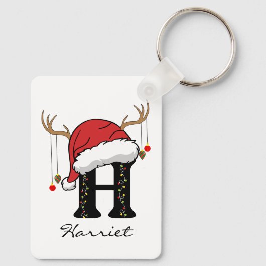 Custom Santa Alphabet Keychain Gift for Coworkers (Achterkant)