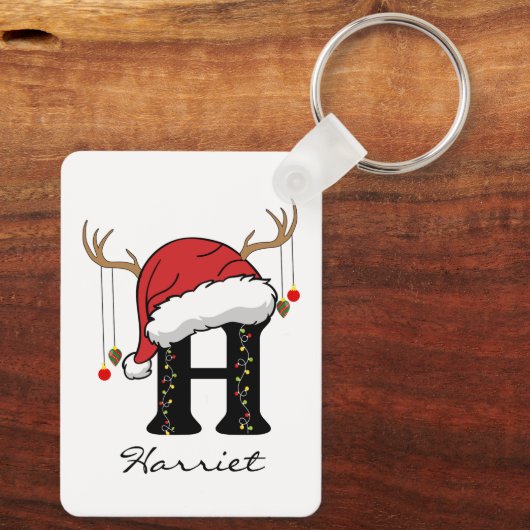 Custom Santa Alphabet Keychain Gift for Coworkers (Achterkant)