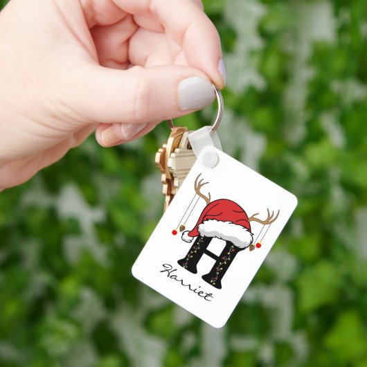 Custom Santa Alphabet Keychain Gift for Coworkers (Hand)