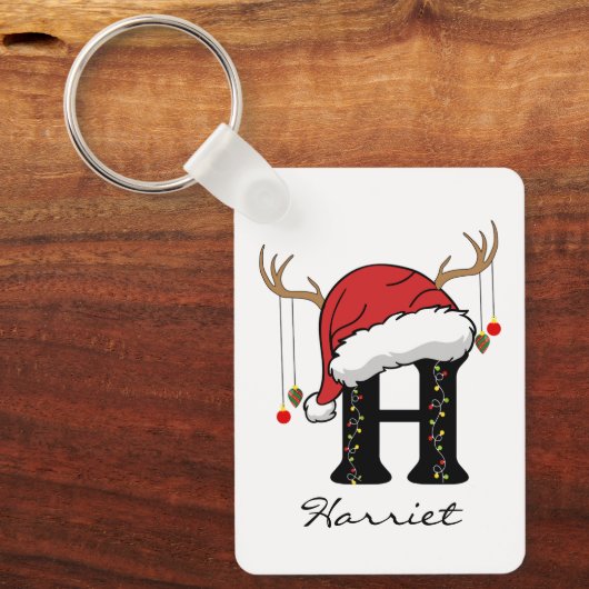 Custom Santa Alphabet Keychain Gift for Coworkers (Voorkant)