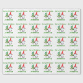 Custom Santa Gnome Kerst Wrapping Paper Groen Cadeaupapier (Vlak)