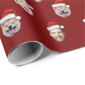 Custom Santa Hat Family Face 4 Photos Christmas Cadeaupapier (Rol Hoek)
