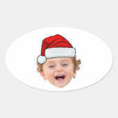 Custom Santa Hat Stickers, Face Photo Christmas Ovale Sticker (Voorkant)