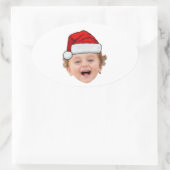 Custom Santa Hat Stickers, Face Photo Christmas Ovale Sticker (Tas)