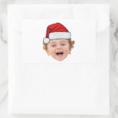 Custom Santa Hat Stickers, Face Photo Christmas Rechthoekige Sticker (Tas)