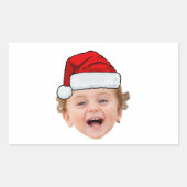 Custom Santa Hat Stickers, Face Photo Christmas Rechthoekige Sticker (Voorkant)