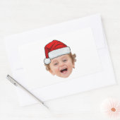 Custom Santa Hat Stickers, Face Photo Christmas Rechthoekige Sticker (Envelop)