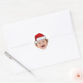 Custom Santa Hat Stickers, Face Photo Christmas Ronde Sticker (Envelop)