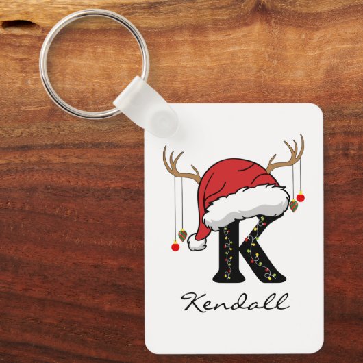 Custom Santa Monogram Bulk Keychain for Employees (Voorkant)