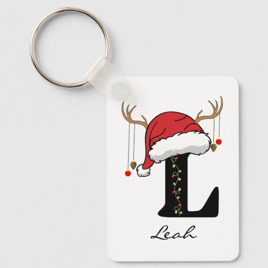 Custom Santa Monogram Keychain for Friends & Moms (Voorkant)
