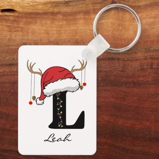 Custom Santa Monogram Keychain for Friends & Moms (Achterkant)