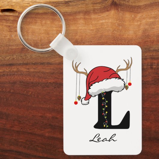 Custom Santa Monogram Keychain for Friends & Moms (Voorkant)