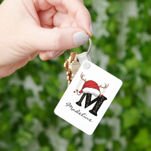 Custom Santa Monogram Keychain for Teachers (Hand)