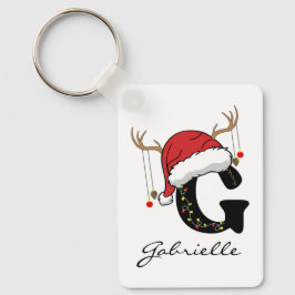 Custom Santa Monogram Keychain Gift for Friends