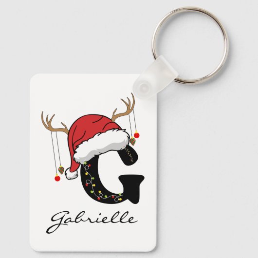 Custom Santa Monogram Keychain Gift for Friends (Achterkant)
