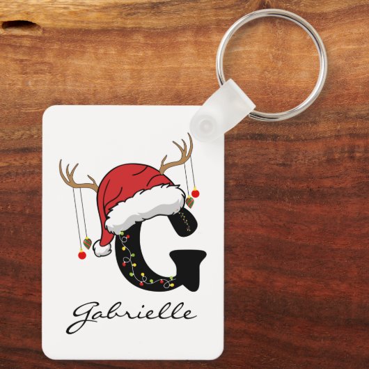 Custom Santa Monogram Keychain Gift for Friends (Achterkant)