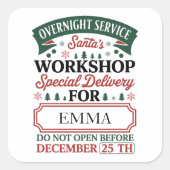 Custom Santa’s Workshop Christmas Vierkante Sticker (Voorkant)