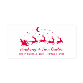 Custom Santa Sleigh & Reindeers Holiday  Zelfinktende Stempel