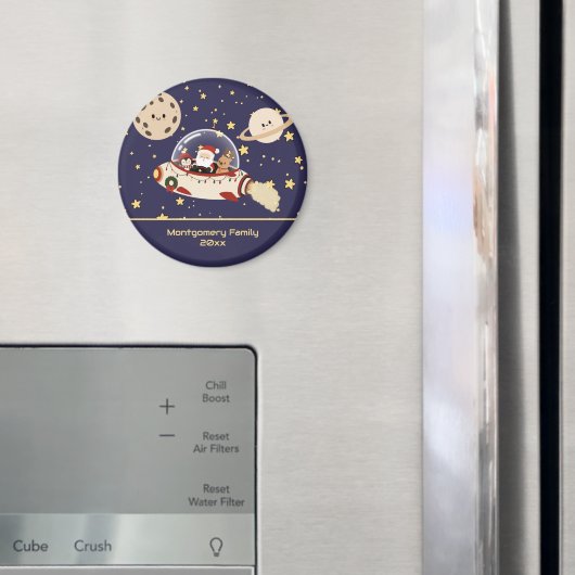Custom Santa Spaceship Christmas Magneet (Insitu (Koelkast))