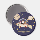 Custom Santa Spaceship Christmas Magneet (Voorkant / Achterkant)