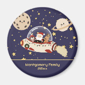 Custom Santa Spaceship Christmas Magneet (Voorkant)