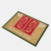 Custom Santa's Laarzen Kerstmis Rood Groen Wit Deurmat (Schuin)